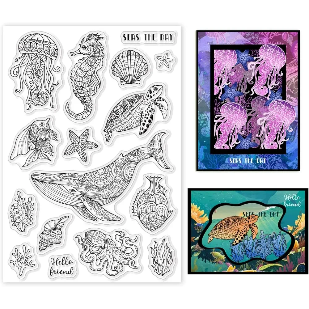 Ocean Life Clear Stamps Marine - Clear Silicone Stamps For Card Making ulasan dan harga