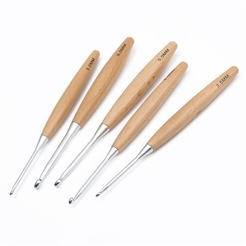 ABJI-40Pcs Wood Crochet Hooks  - Wooden Crochet Hooks Ergonomic Handle ulasan dan harga