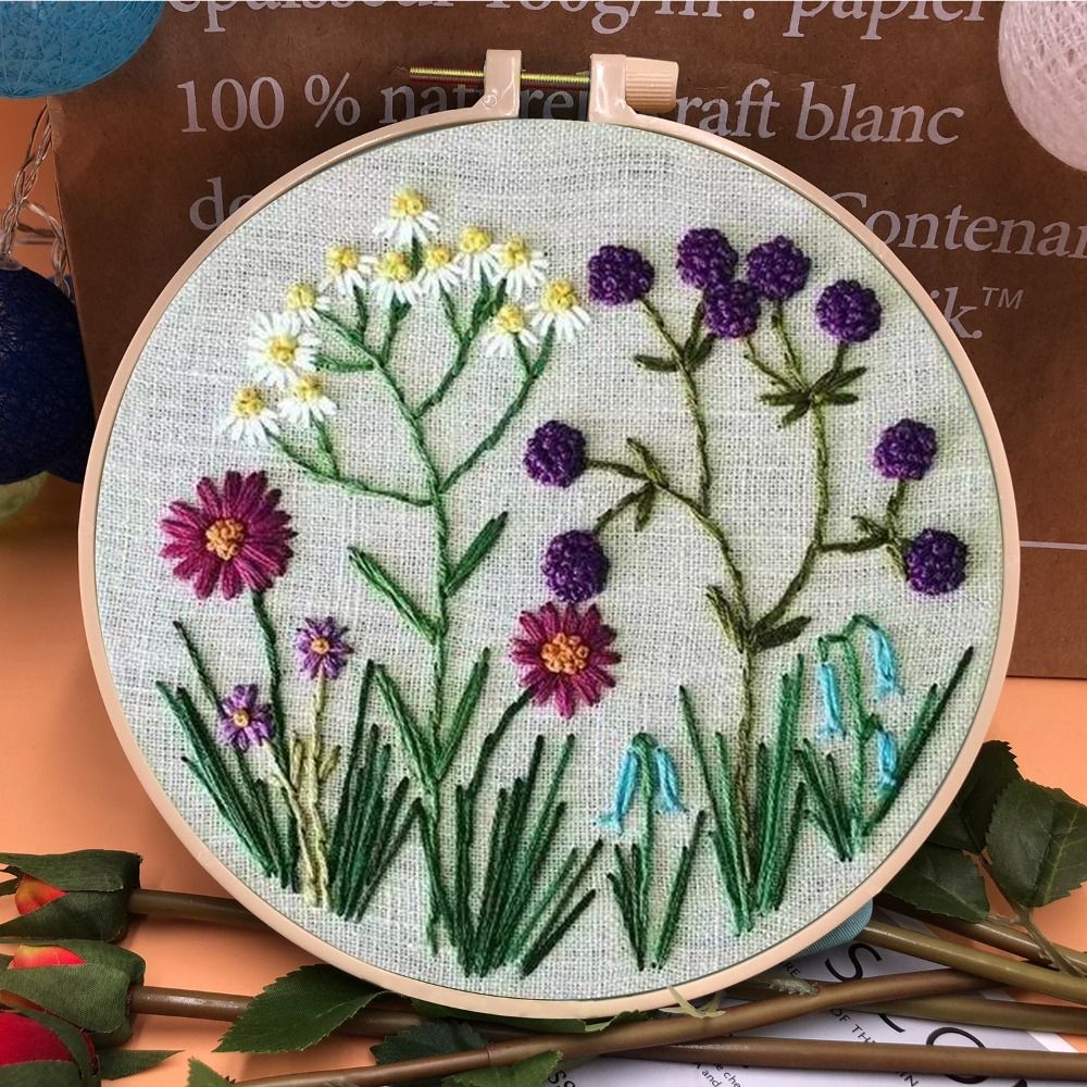 Flower Pattern DIY Embroidery  - Cotton Embroidery Thread Skeins ulasan dan harga