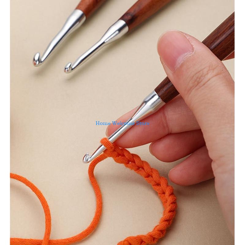 F68E 8Pcs Wooden Handle Croche - Wooden Crochet Hooks Ergonomic Handle ulasan dan harga