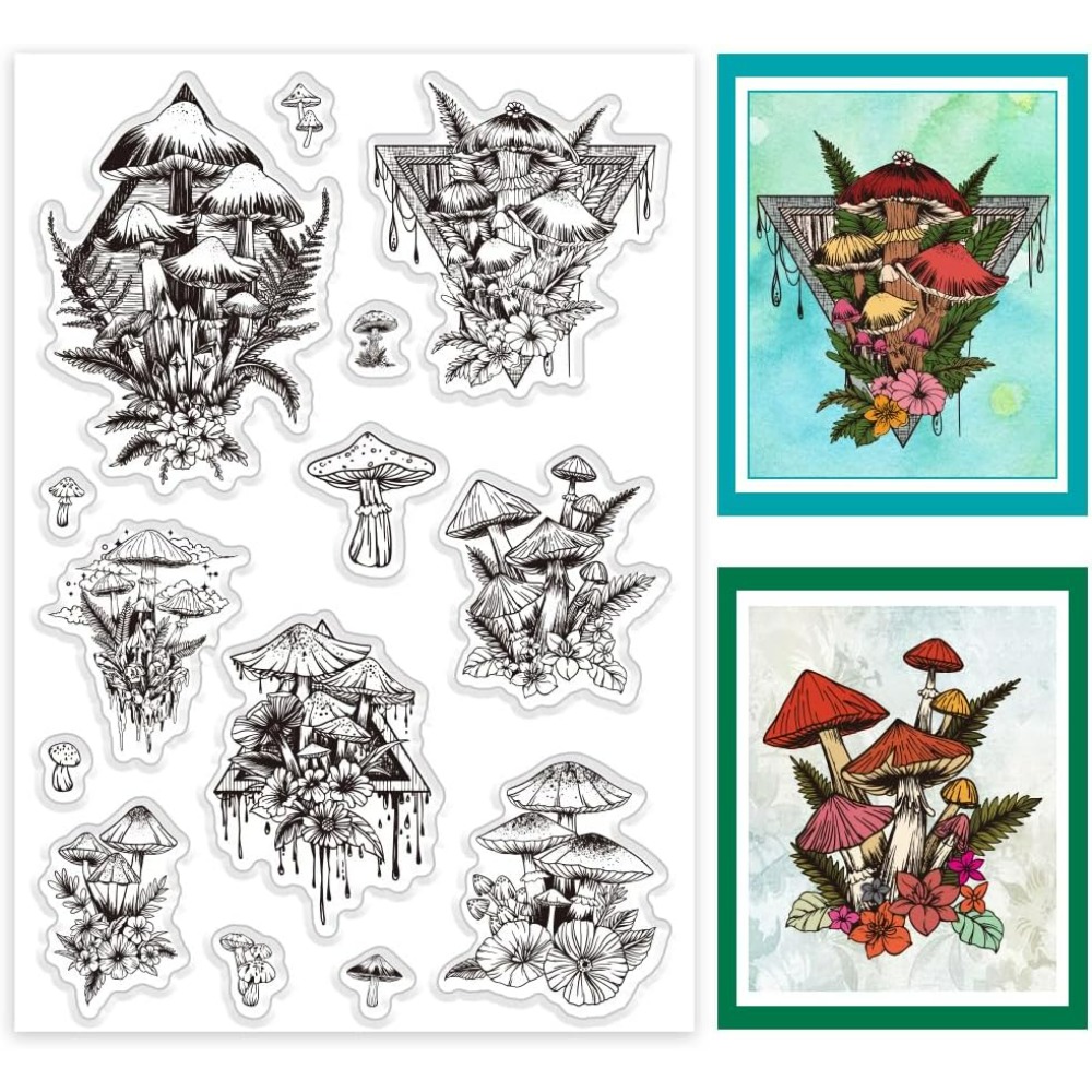 Mushroom Clear Stamp, Plant Si - Clear Silicone Stamps For Card Making ulasan dan harga