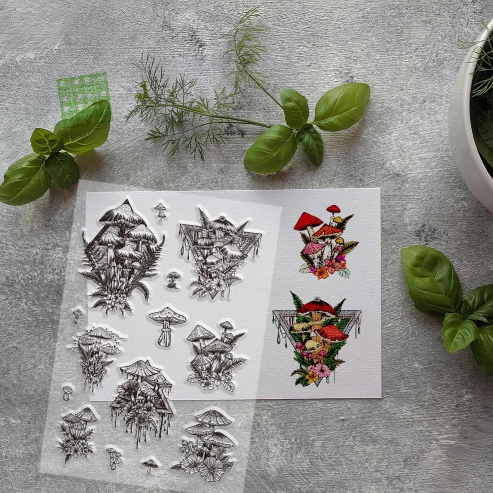 Mushroom Clear Stamp, Plant Si - Clear Silicone Stamps For Card Making ulasan dan harga