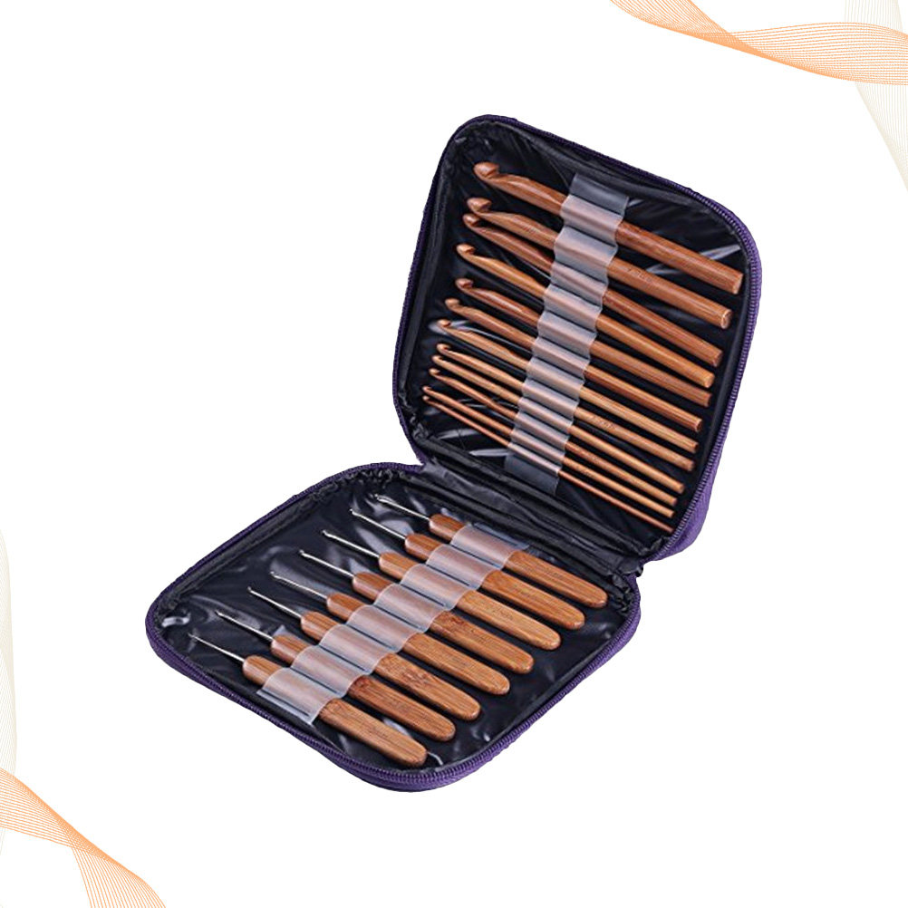 1Set Bamboo Wood Crochet Hook  - Wooden Crochet Hooks Ergonomic Handle ulasan dan harga
