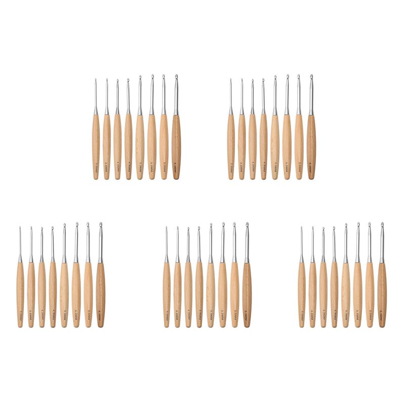M12K-40Pcs Wood Crochet Hooks  - Wooden Crochet Hooks Ergonomic Handle ulasan dan harga